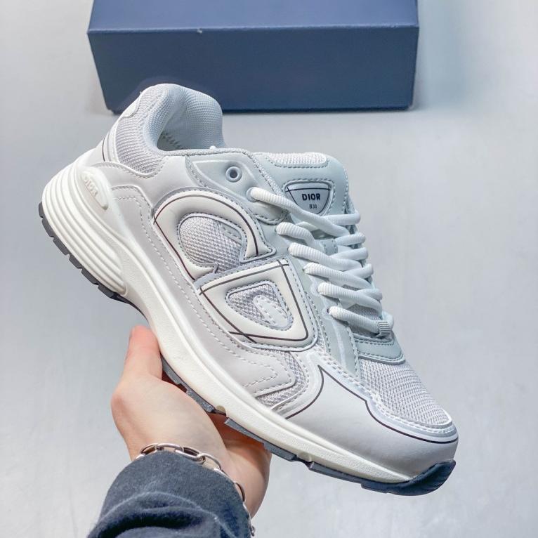 Dior B30 White & Grey Chunky Dad Sneakers with CD Logo