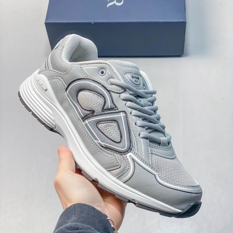 Dior B30 White & Grey Chunky Dad Sneakers with CD Logo