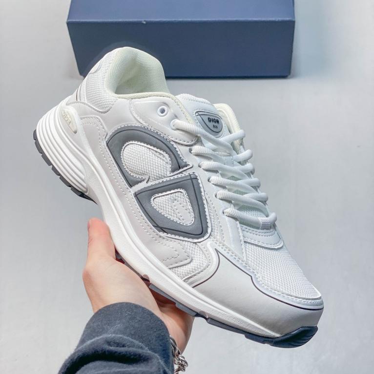 Dior B30 White & Grey Chunky Dad Sneakers with CD Logo