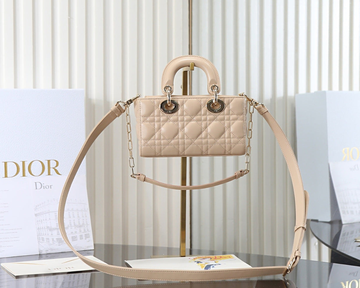 DIOR lady D-JOY in light gold sheepskin, mini size Bags