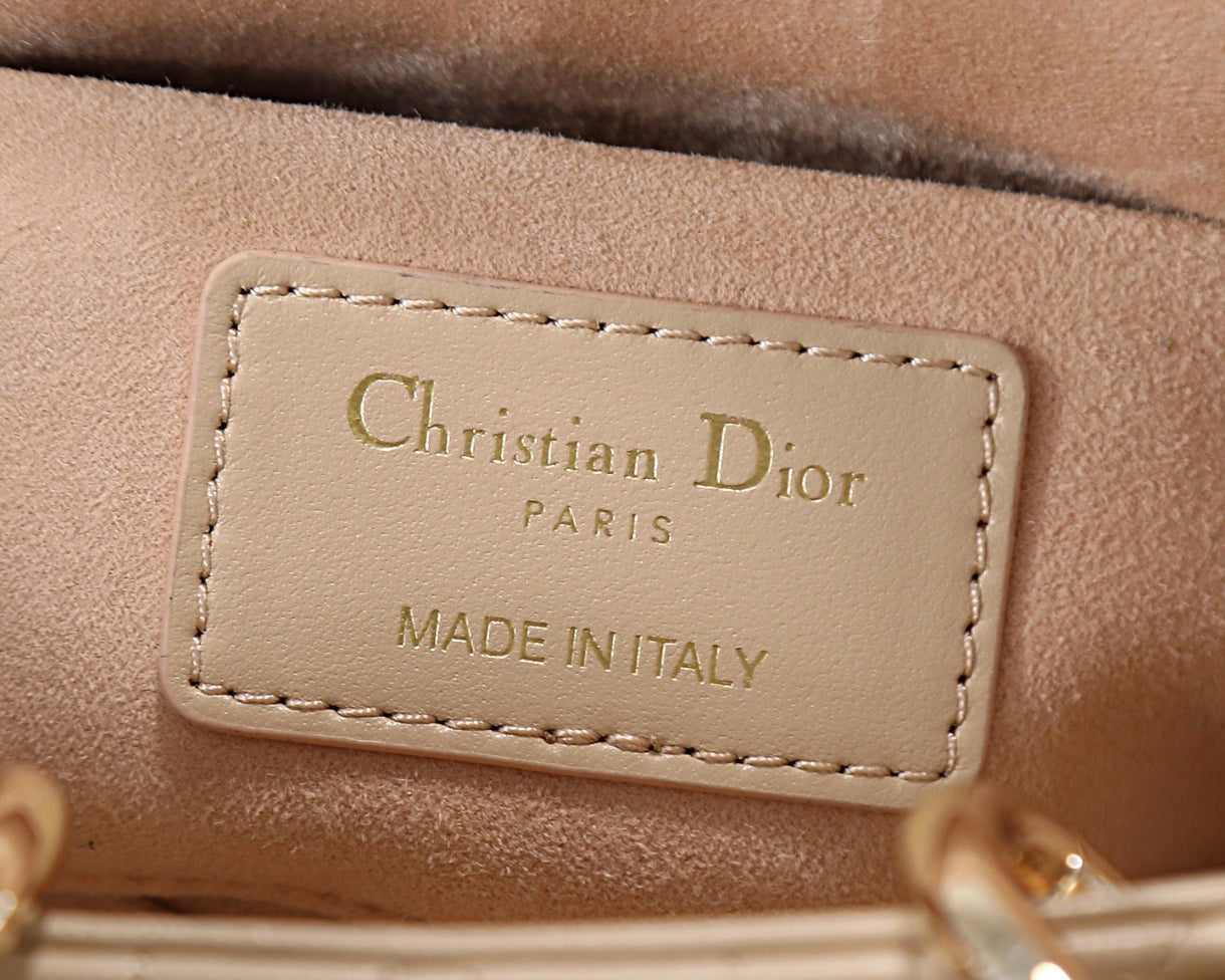 DIOR lady D-JOY in light gold sheepskin, mini size Bags