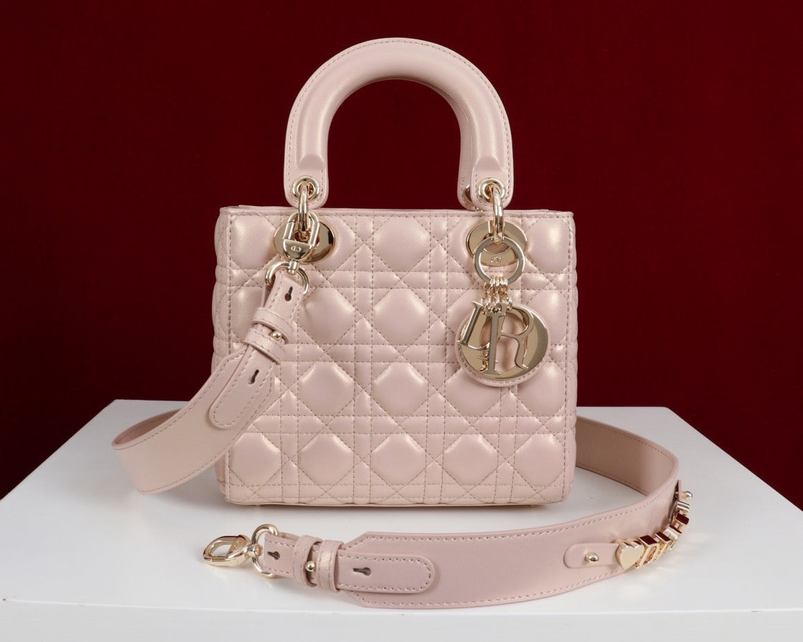 DIOR Princess Handbag - Made of genuine leather, in light pink color. Bags