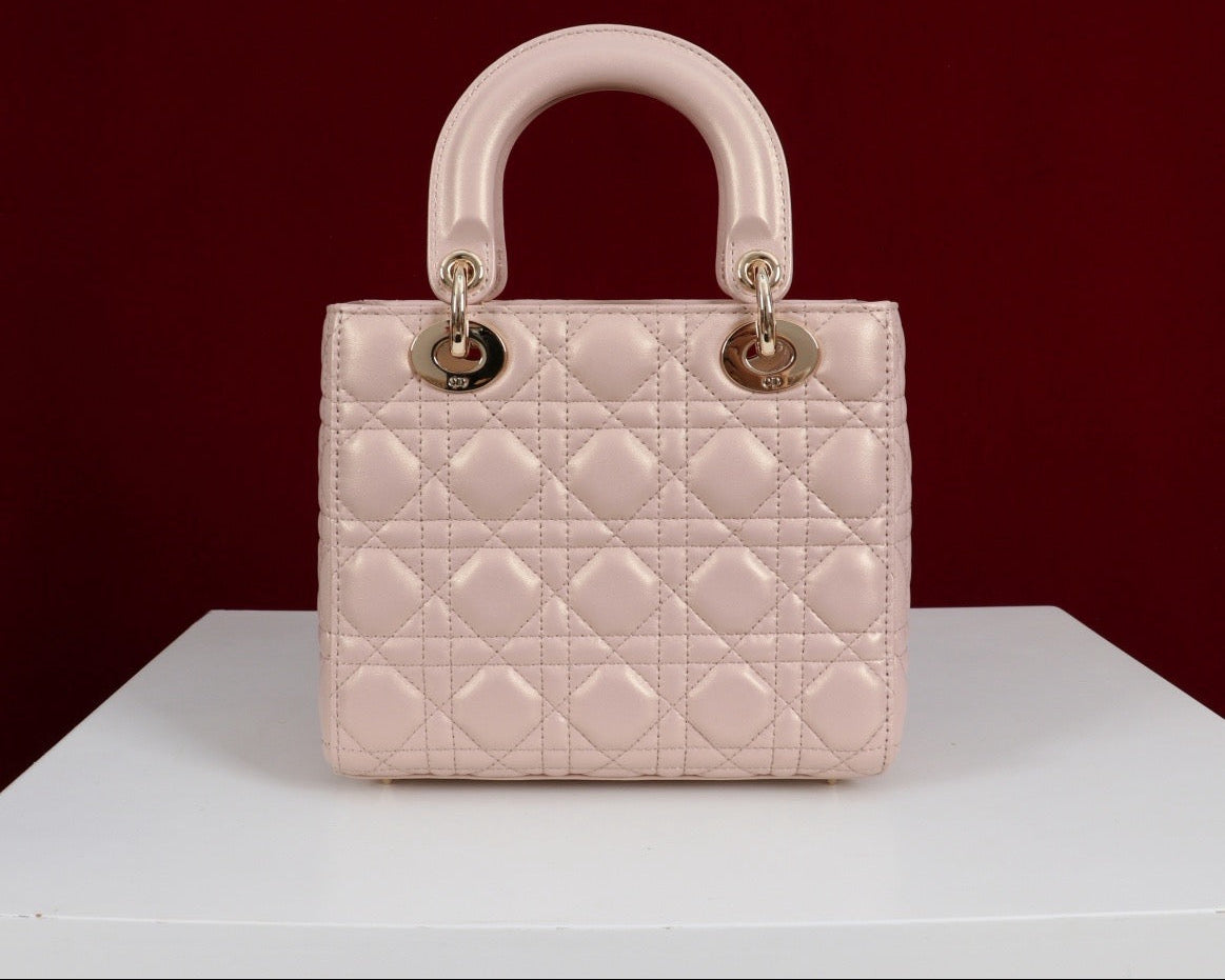 DIOR Princess Handbag - Made of genuine leather, in light pink color. Bags