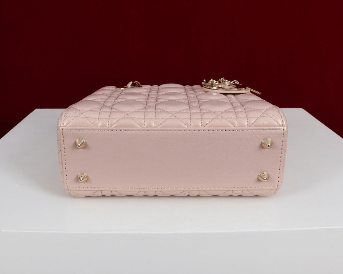 DIOR Princess Handbag - Made of genuine leather, in light pink color. Bags