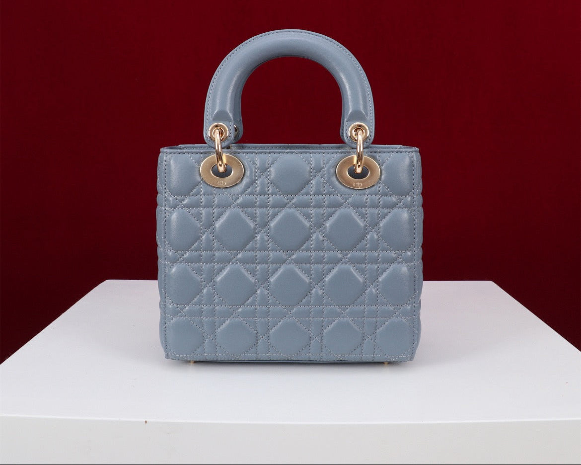 DIOR Princess Handbag - Made of genuine leather, sky blue color Bags