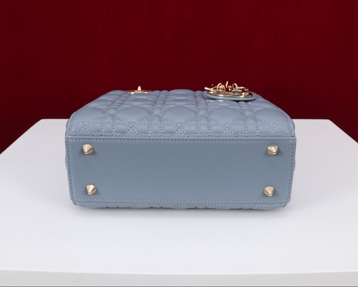 DIOR Princess Handbag - Made of genuine leather, sky blue color Bags
