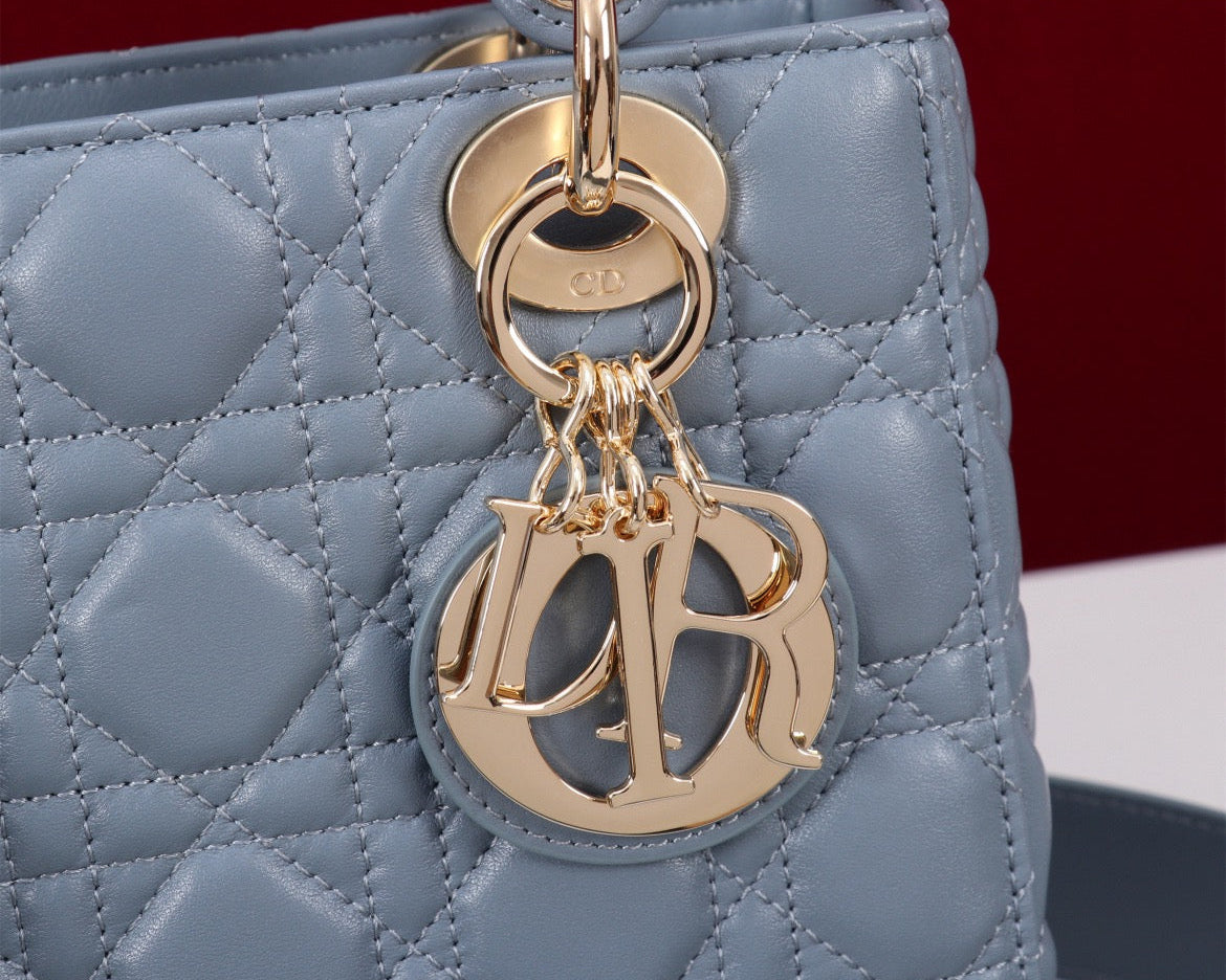 DIOR Princess Handbag - Made of genuine leather, sky blue color Bags
