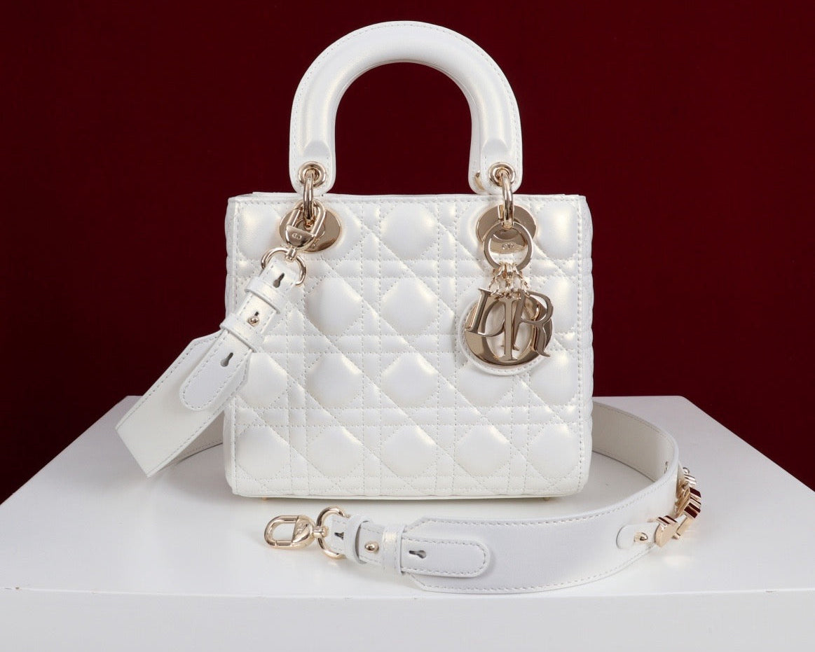 DIOR Princess Handbag - Made of genuine leather, white color Bags