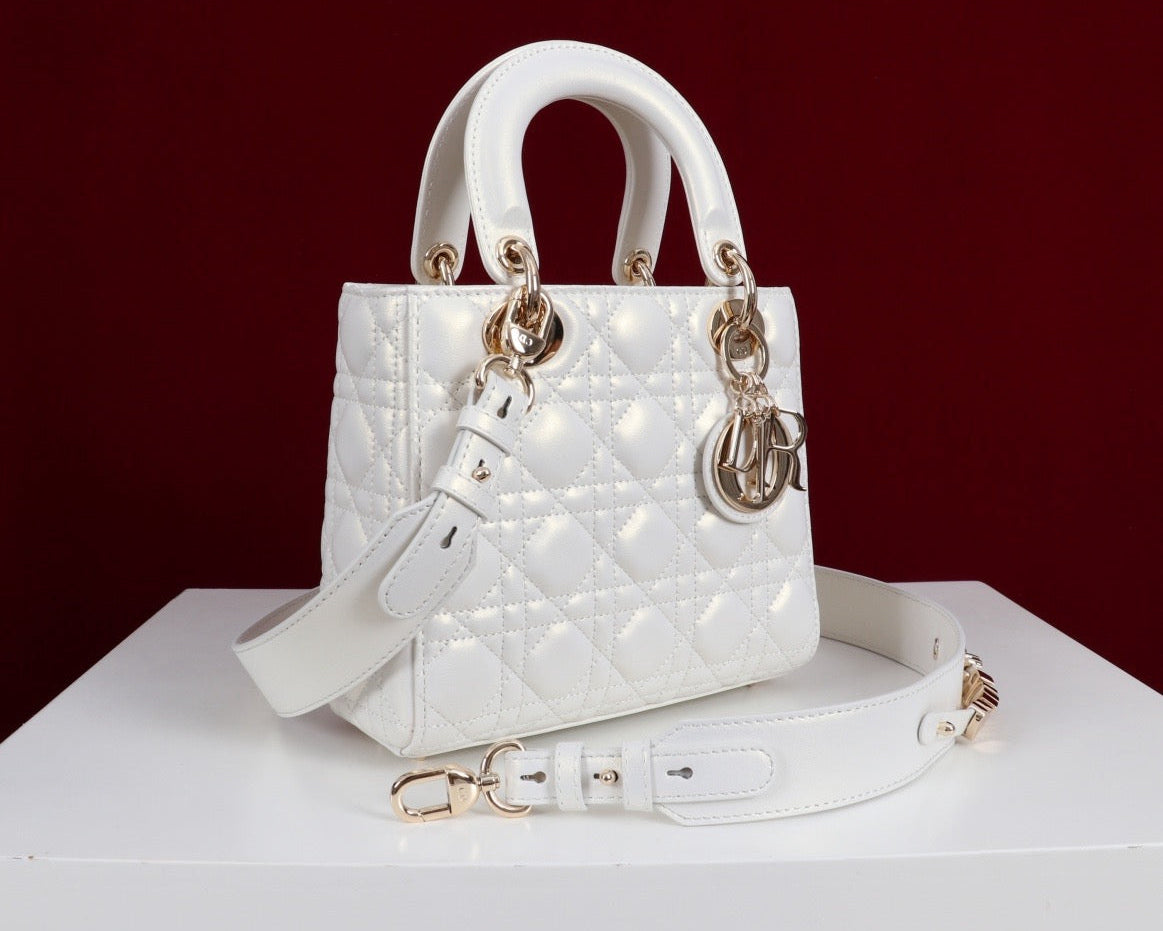 DIOR Princess Handbag - Made of genuine leather, white color Bags