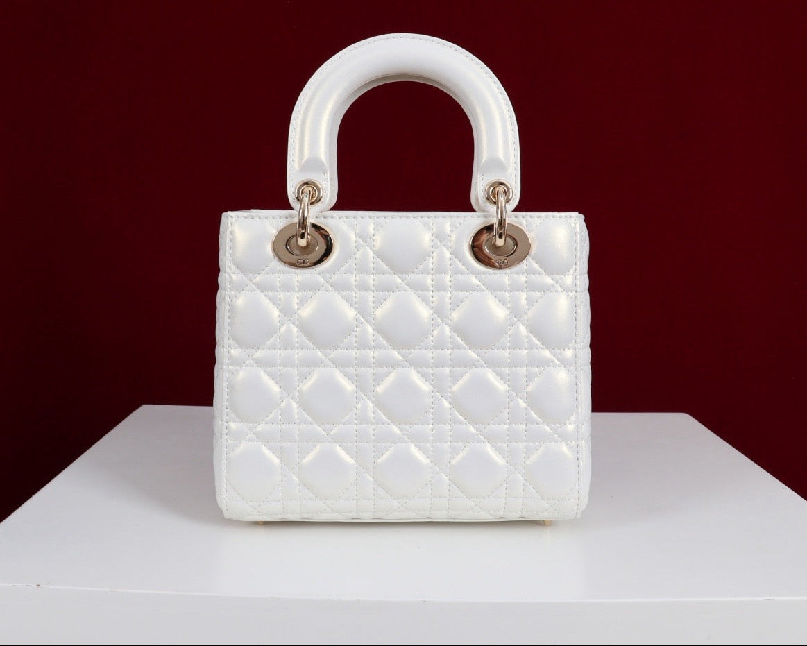 DIOR Princess Handbag - Made of genuine leather, white color Bags