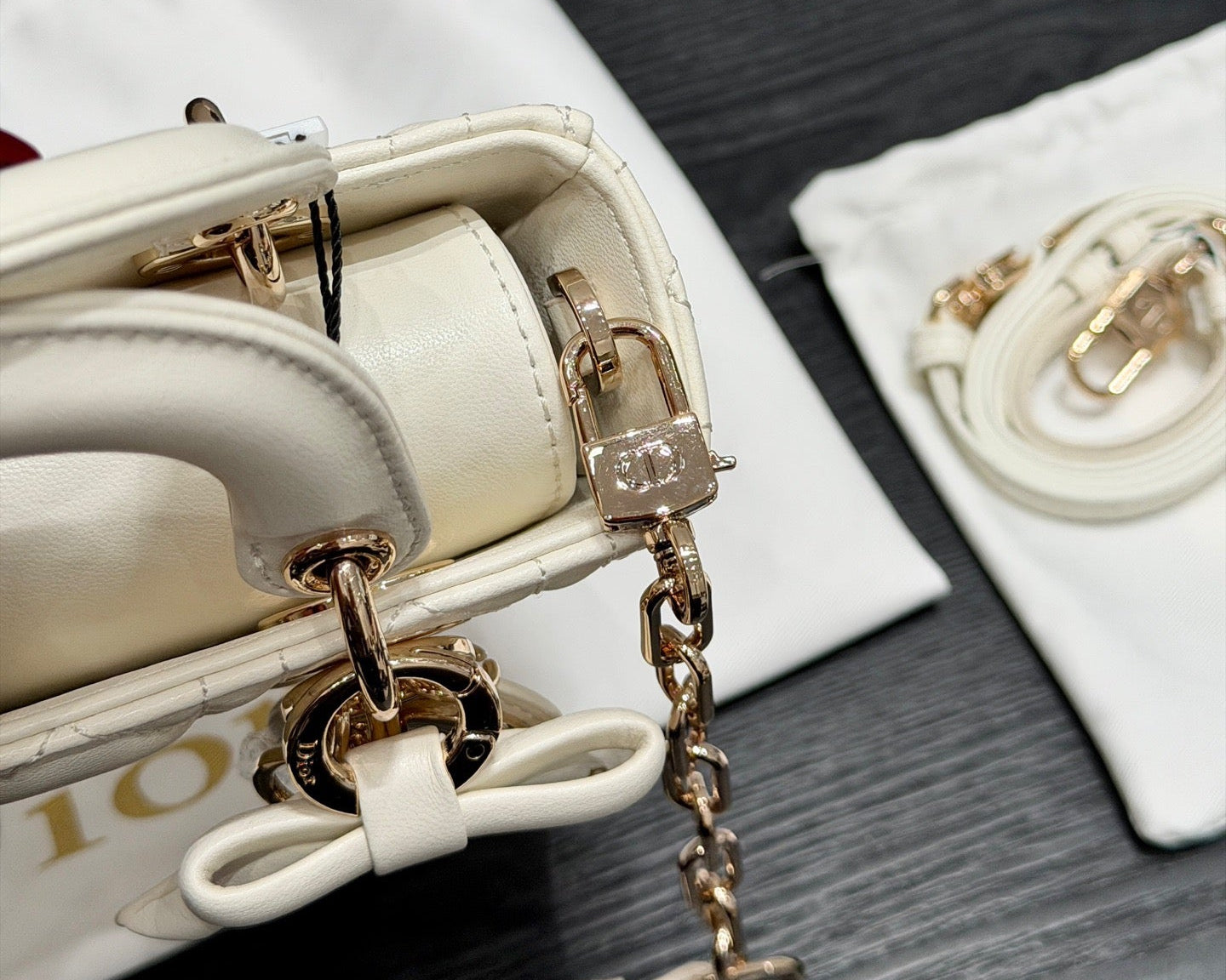 Dior Lady D-JOY sheepskin products (in white and black), mini size Bags