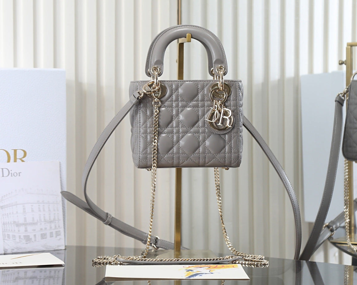 Dior Princess Handbag - Made of high-quality leather, in Elephant Gray Bags