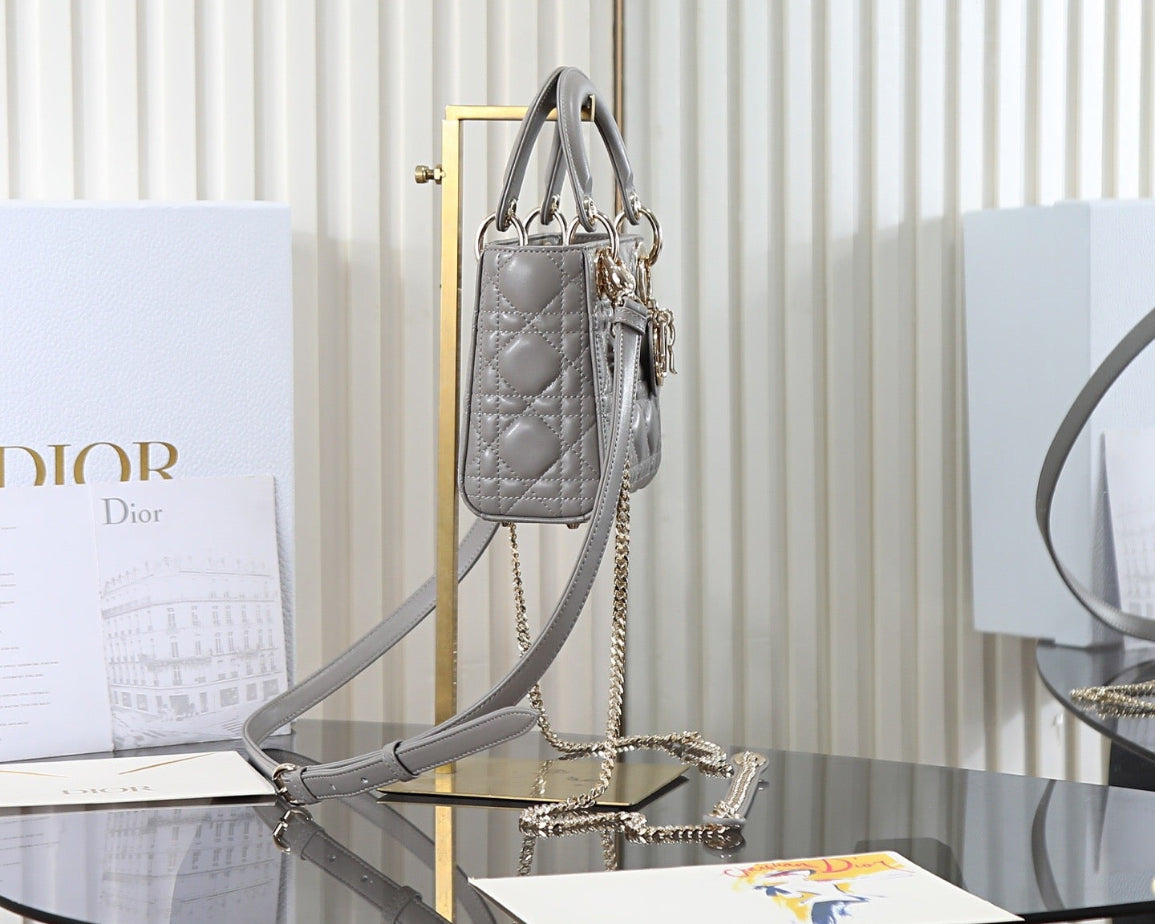 Dior Princess Handbag - Made of high-quality leather, in Elephant Gray Bags