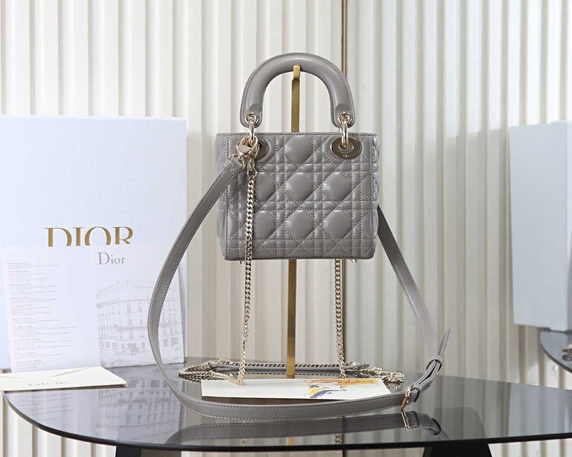 Dior Princess Handbag - Made of high-quality leather, in Elephant Gray Bags