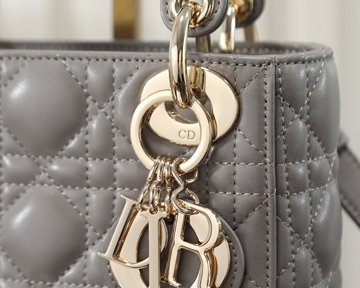 Dior Princess Handbag - Made of high-quality leather, in Elephant Gray Bags
