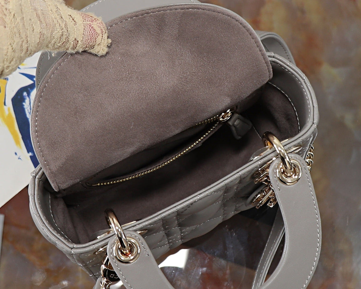 Dior Princess Handbag - Made of high-quality leather, in Elephant Gray Bags