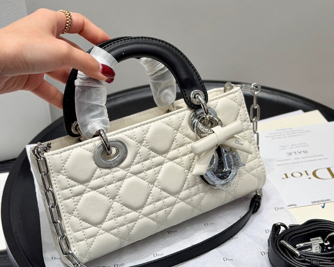 Dior Lady D-JOY sheepskin products , in white and pink colors Bags