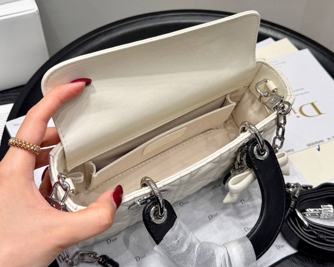 Dior Lady D-JOY sheepskin products , in white and pink colors Bags