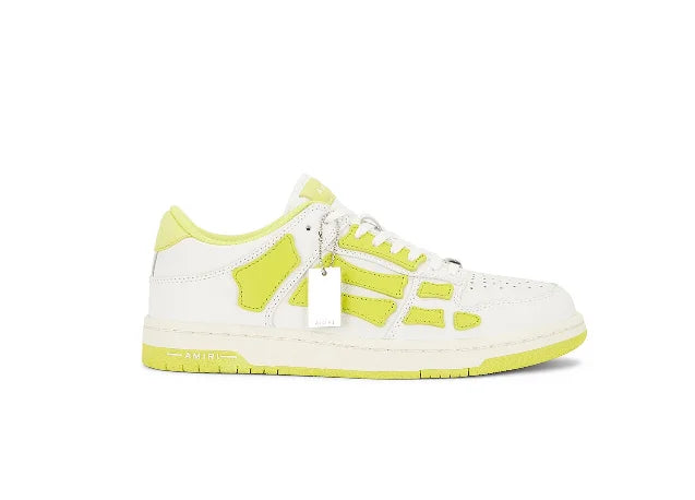 Amiri Skel Low Top Sneaker inWhite & Lime FWRD ID 493872