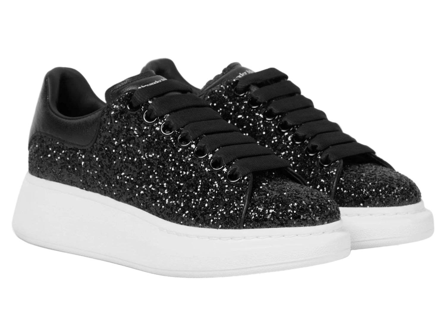 Alexander Mcqueen Raised Sole Black Glitter Trainers