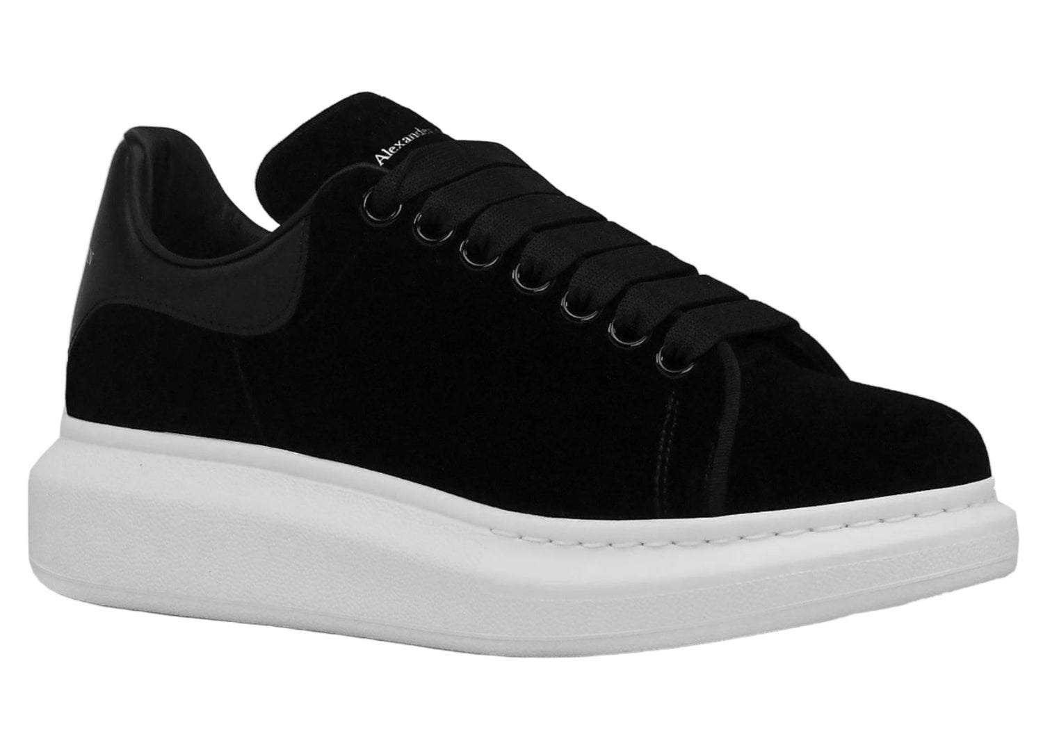 Alexander Mcqueen Raised Sole Black Velvet Trainers